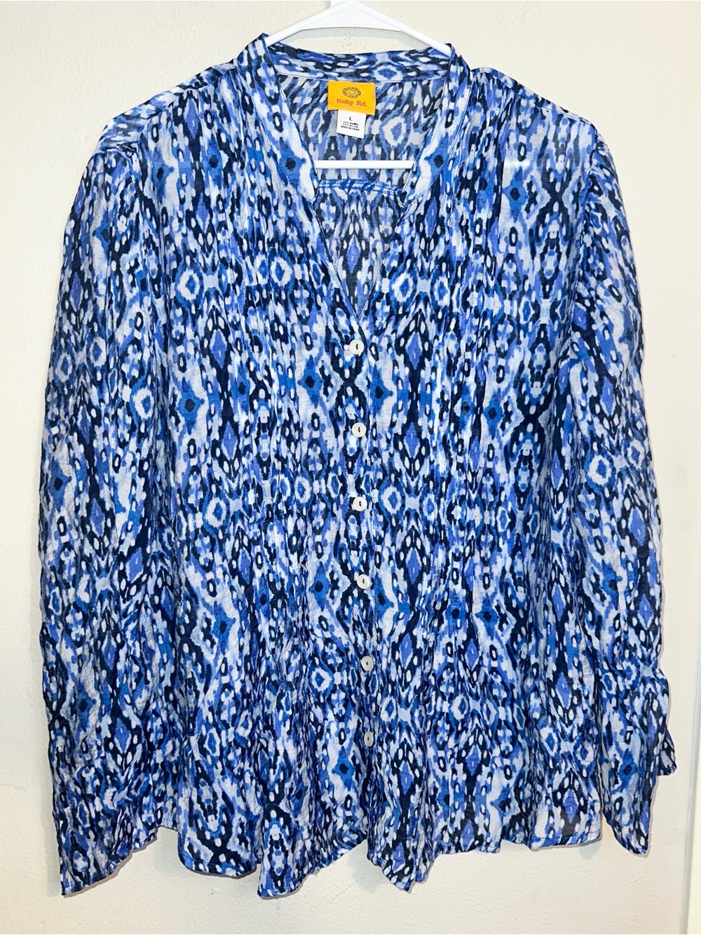 Ruby Rd. Blue Ikat Blouse